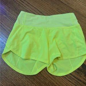 Lululemon Athletica Neon Yellow Athletic Shorts 4 inch speedups